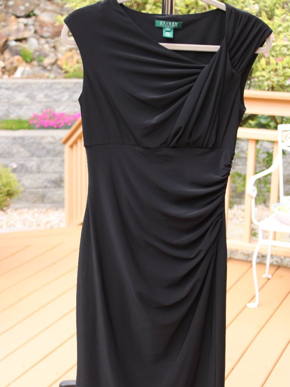 Ralph Lauren Women Midi Black Dress SZ 4 Sleeveless Slip-on Rugged Pencil Line